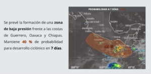 Conagua vigila nueva baja presión con potencial de convertirse en ciclón “Sonia”